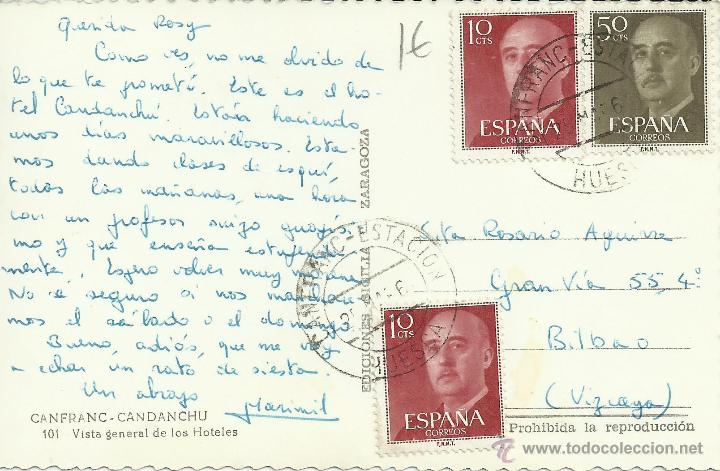Sellos: TP CON MAT CANFRANC ESTACION FERROCARRIL SELLOS BASICA - Foto 1
