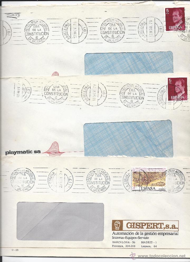 Timbres: 4245- 3 SOBRES FRANQUEO DE RODILLO- DIA DE LA CONSTITUCION 6-XII-78