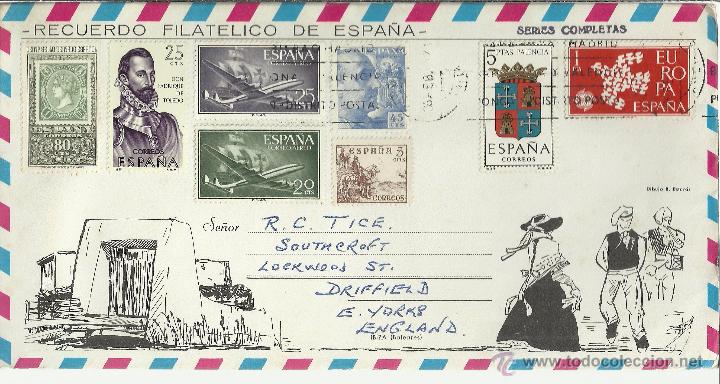 Briefmarken: SOBRE TURISTICO SELLOS AVION CARABELA FRANCO SELLO SOBRE SELLO EUROPA CEPT