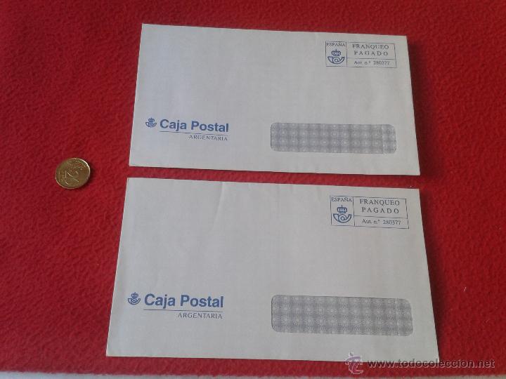 Stamps: LOTE DE 2 ANTIGUOS SOBRES VACIOS DE LA CAJA POSTAL FRANQUEO PAGADO A&Ntilde;OS 80 APROX. ARGENTARIA CORREOS