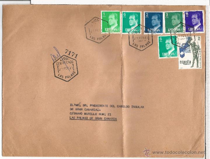 Sellos: CANARIAS LAS PALMAS CC CON MAT HEXAGONAL CERTIFICADO AVION - Foto 1