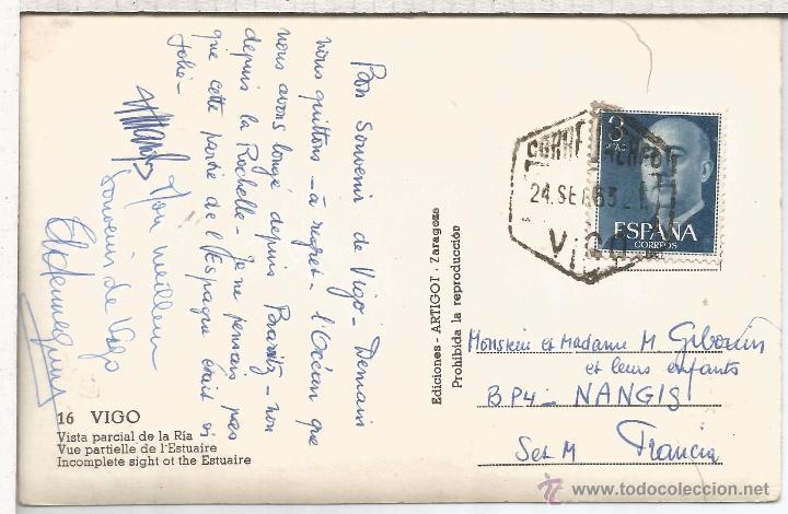 Sellos: TARJETA POSTAL VIGO CON MAT CORREO AEREO HEXAGONAL - Foto 1
