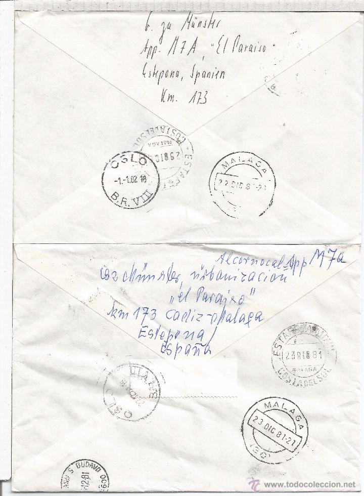 Sellos: ESTEPONA MALAGA 2 CC URGENTES SELLOS MUSEO POSTAL  TELEGRAFO AL DORSO TRANSITOS Y LLEGADAS - Foto 2