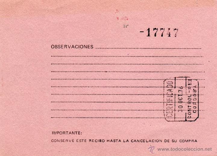 Sellos: CORDOBA.CERTIFICADO.CONTROL REMBOLSOS - Foto 1