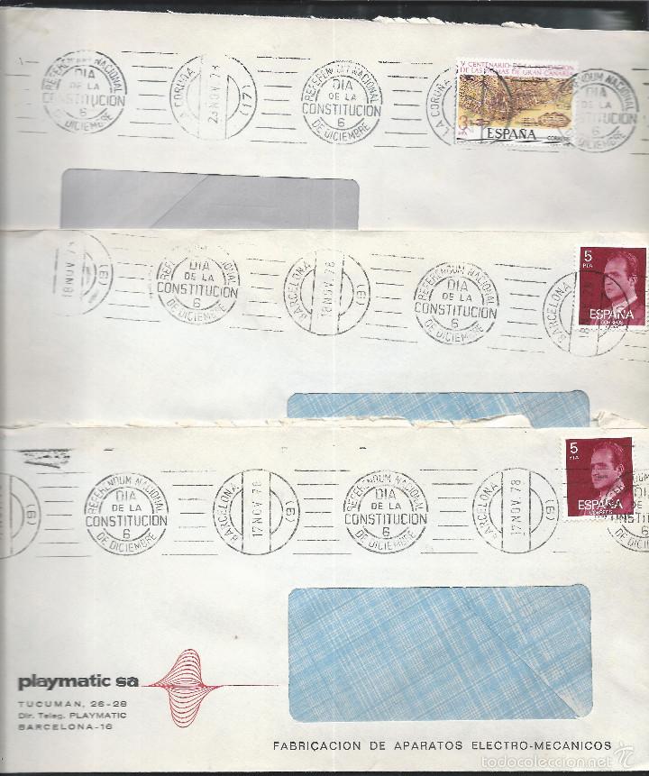 Timbres: 4245- 3 SOBRES CON MATASELLOS DE RODILLO- 6-XII-78- DIA DE LA CONSTITUCION