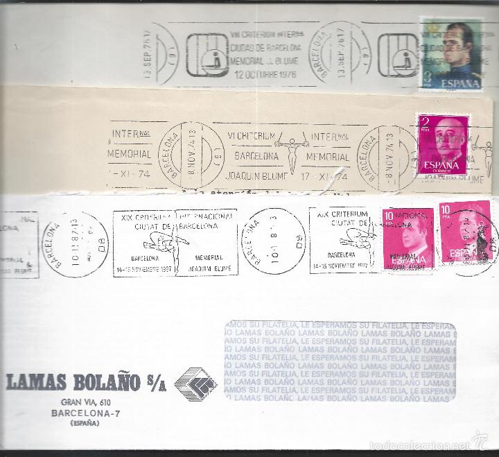 Timbres: 4245- 3 SOBRES CON MATASELLOS DE RODILLO- MEMORIAL JOAQUIN BLUME