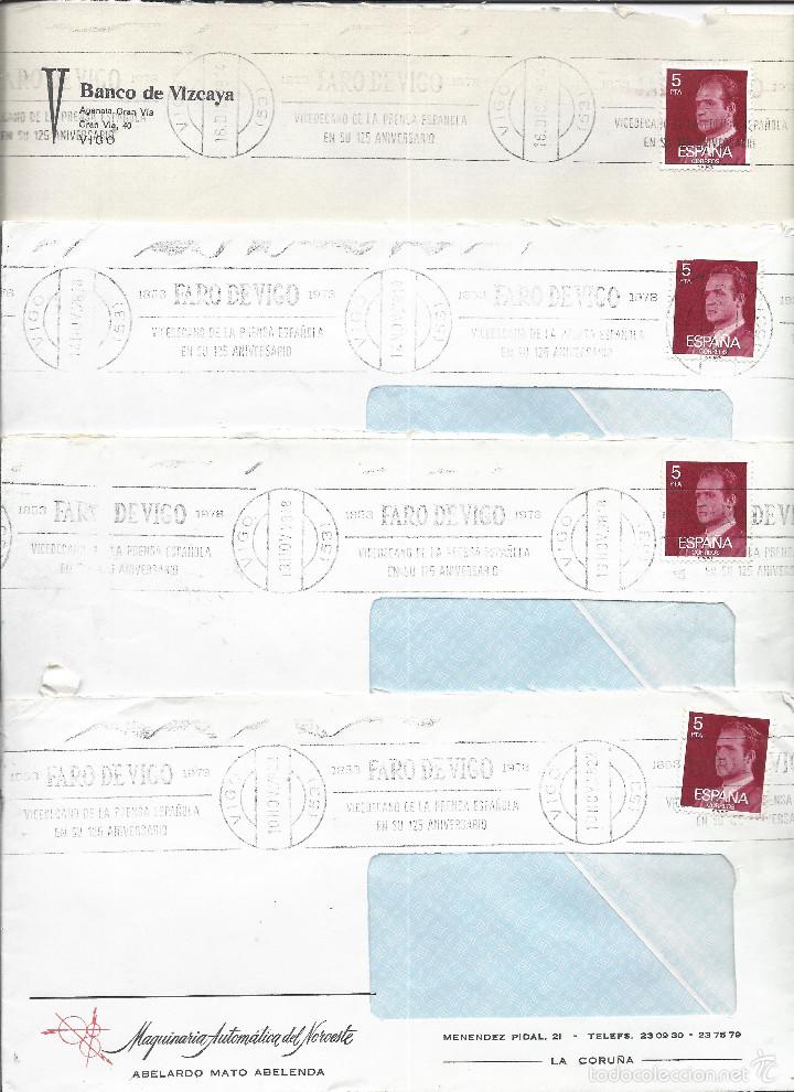 Timbres: 4245- 4 SOBRES CON MATASELLOS DE RODILLO- 125 ANIV. FARO DE VIGO