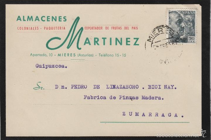 Sellos: TARJETA COMERCIAL - ALMACENES MARTINEZ , MIERES ( OVIEDO ) ASTURIAS . año 1958 - Foto 1 - 56701838