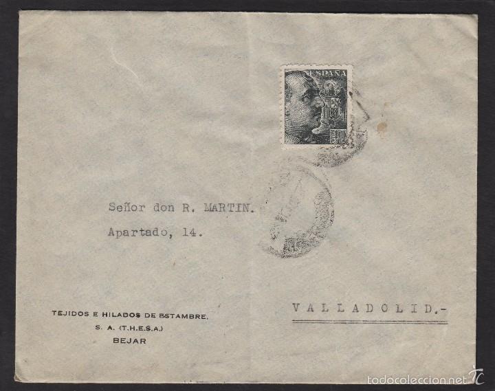 Selos: SOBRE COMERCIAL- T.H.S.A. TEJIDOS E HILADOS DE ESTAMBRE . BEJAR (SALAMANCA) - fq Franco 1940-45