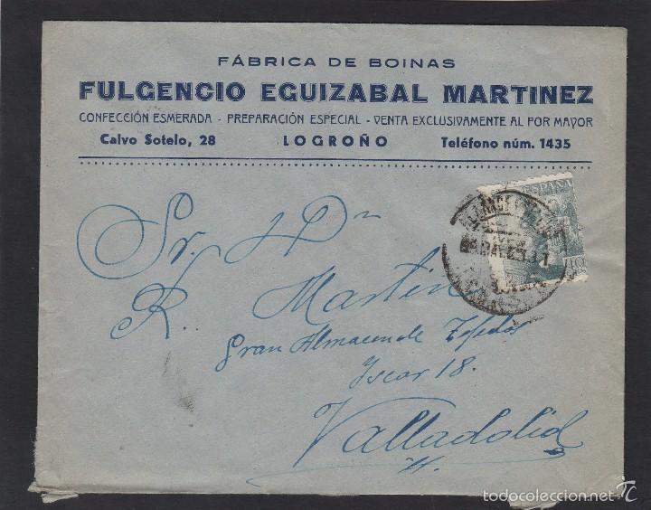 Briefmarken: SOBRE COMERCIAL- FULGENCIO EGUIZABAL MART&Iacute;NEZ, fabrica boinas LOGRO&Ntilde;O ( RIOJA ) - fq Franco 1940-45