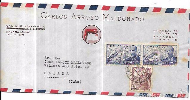 Sellos: SOBRE DE SABADELL A LA HABANA. - Foto 1