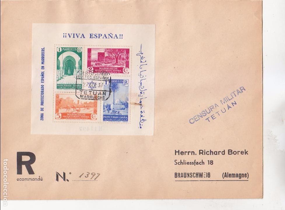 Sellos: MARRUECOS TIPOS DE 1935-1937 HOJAS BLOQUE (EDIFIL 167/68) EN DOS CARTAS CIRCULADAS A ALEMANIA. RARAS - Foto 1 - 27770514