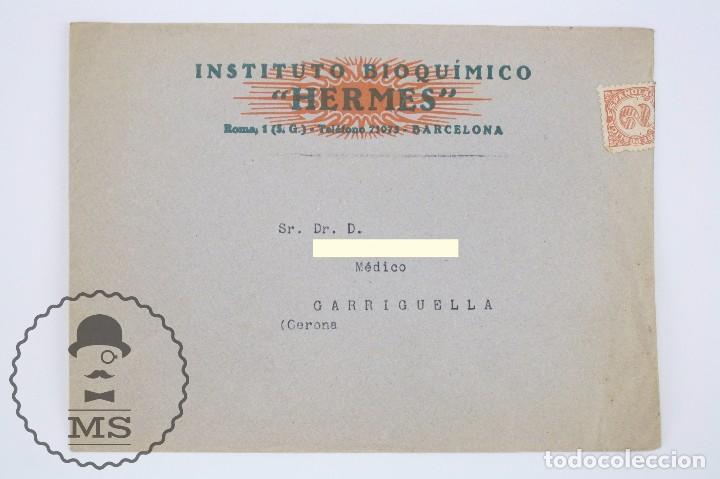 Stamps: Sobre con Membrete - Instituto Bioqu&iacute;mico Hermes - Garriguella - A&ntilde;os 30 - Sello Rep&uacute;blica