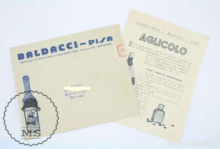 Stamps: Sobre y Hojita - Iodarsolo Baldacci, Pisa - Garriguella - A&ntilde;os 30 - Sello Rep&uacute;blica