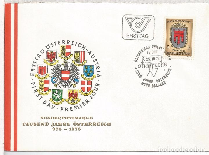 Sellos: AUSTRIA FDC SPD ESCUDO HERALDICO MAT BREGENZ - Foto 1