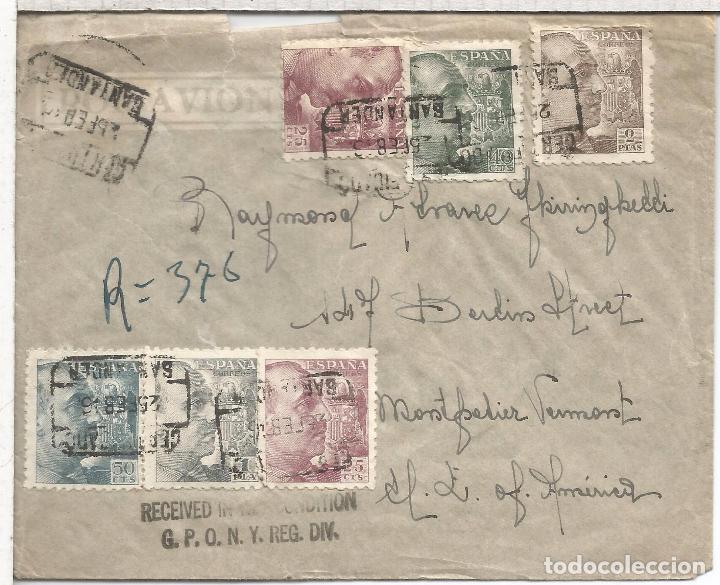 Sellos: BARCELONA CC A USA CERTIFICADA 1943 CON MARCA RECEIVED IN BAD CONDITION  GPO NY AL DORSO LLEGADAS Y - Foto 1