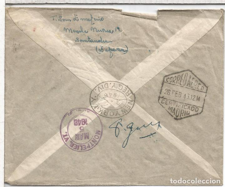 Sellos: BARCELONA CC A USA CERTIFICADA 1943 CON MARCA RECEIVED IN BAD CONDITION  GPO NY AL DORSO LLEGADAS Y - Foto 2