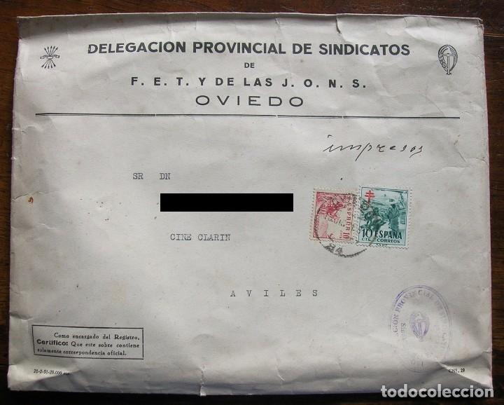 Francobolli: SOBRE CIRCULADO DELEGACION PROVINCIAL SINDICATOS FET Y DE LAS JONS A&Ntilde;O 1951