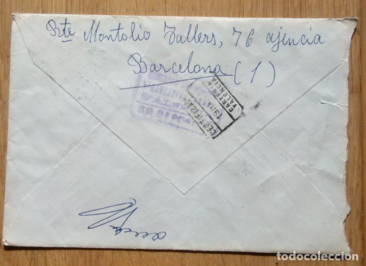Sellos: SOBRE CERTIFICADO CIRCULADO DE BARCELONA A VALENCIA - Foto 2