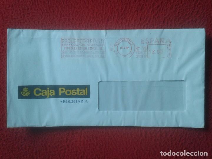 Stamps: ANTIGUO SOBRE DE LA CAJA POSTAL ARGENTARIA 1992 VER FOTO/S Y DESCRIPCI&Oacute;N. SE&Ntilde;ALES DE USO, CORREOS...