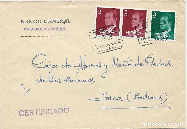 Francobolli: 1979. CERTIFICADO DE CALLOSA DE SEGURA (ALICANTE) A INCA (MALLORCA). MAT. LLEGADA AL DORSO.