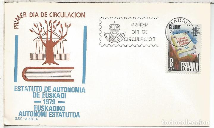Sellos: MADRID FDC 1979 ESTATUTO AUTONOMIA EUSKADI - Foto 1