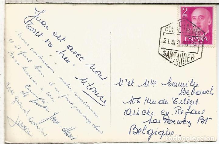 Sellos: TARJETA POSTAL CON MAT CORREO AEREO HEXAGONAL SANTANDER CANATABRIA - Foto 1