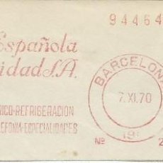 Sellos: 1970. BARCELONA. FRANQUEO MECÁNICO/METER. FRAGMENTO/CUT. ANGLOESPAÑOLA DE ELECTRICIDAD. ENERGÍA.. Lote 124029095