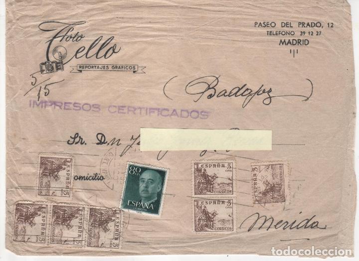 Sellos: Lote de 2 Sobres  circulados de Madrid a M&eacute;rida. - Foto 2