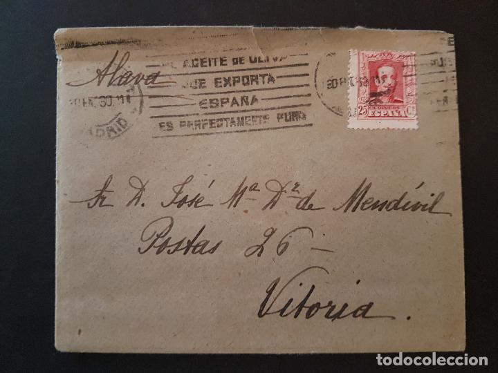 Sellos: CARTA CIRCULADA DE MADRID A VITORIA EN 1930 - Foto 1