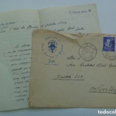Sellos: CARTA DEL PARROCO DE LEPE ( HUELVA ) A SEVILLA, 1954. PARROQUIA S. D. GUZMAN. MANUSCRITA