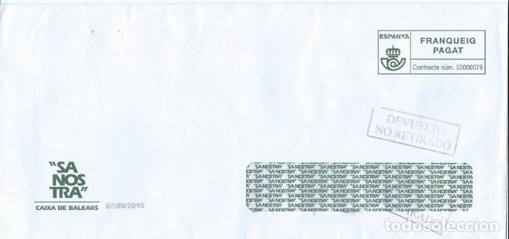 Sellos: 2010. MALLORCA. SOBRE DEVUELTO. MATASELLOS/POSTMARK. SENCELLES. - Foto 2