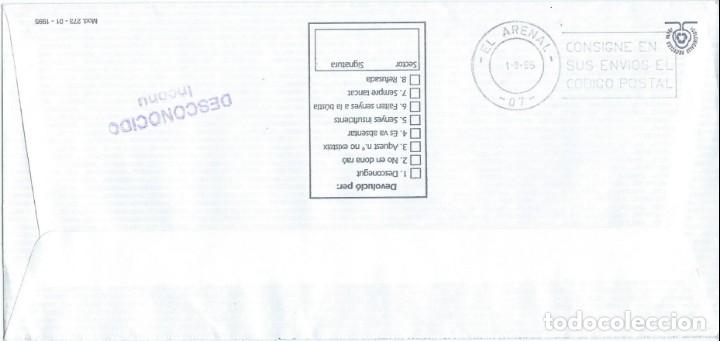 Sellos: 1985. MALLORCA. SOBRE DEVUELTO. MATASELLOS/POSTMARK. EL ARENAL. - Foto 1