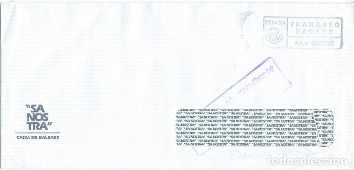 Sellos: 1985. MALLORCA. SOBRE DEVUELTO. MATASELLOS/POSTMARK. EL ARENAL. - Foto 2