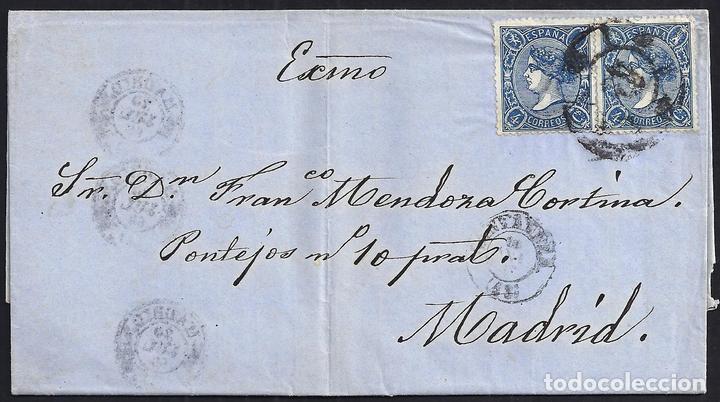 Sellos: SANTANDER. 1865. ESPA&Ntilde;A. SPAIN. 4 CUARTOS. ED. 75. SANTANDER A MADRID. - Foto 1