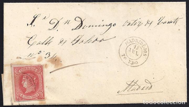 Sellos: TOLEDO. 1864. ESPA&Ntilde;A. SPAIN. 4 CUARTOS. ED. 64. MADRIDEJOS A MADRID. - Foto 1
