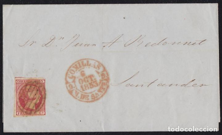 Sellos: SANTANDER. 1853. ESPA&Ntilde;A. SPAIN. 6 CUARTOS. ED. 17. COMILLAS A SANTANDER. - Foto 1