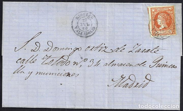 Sellos: 1860. ESPA&Ntilde;A. SPAIN. 4 CUARTOS. ED. 52. RIOSECO A MADRID. - Foto 1