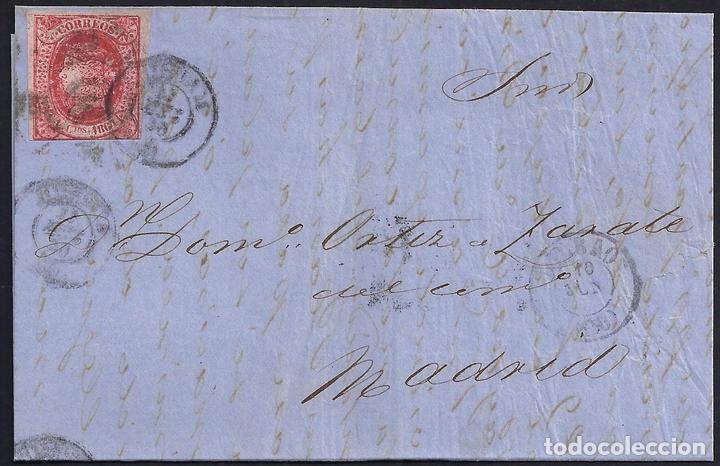Sellos: 1864. ESPA&Ntilde;A. SPAIN. 4 CUARTOS. ED. 64. BILBAO A MADRID. - Foto 1
