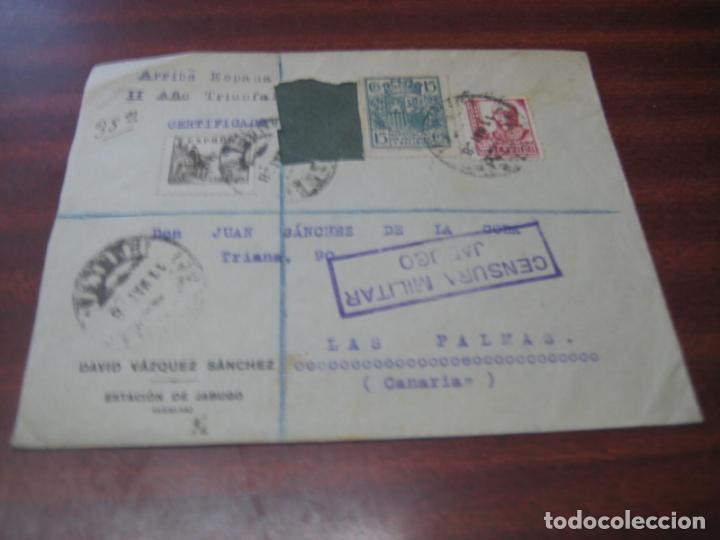 Timbres: Sobre circulado con censura militar de Jabuco.  Ver descripci&oacute;n.