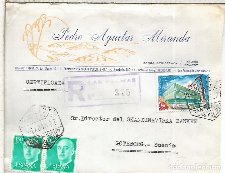 Sellos: LAS PALMAS CC CORREO AEREO CERTIFICADO MAT HEXAGONAL - Foto 1