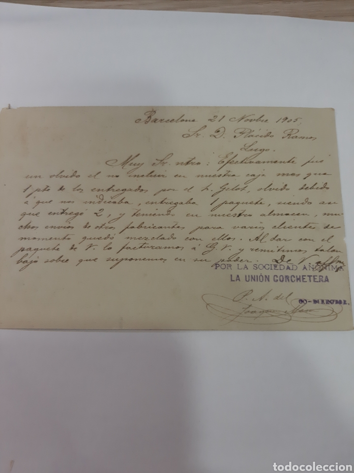 Sellos: 1905 Barcelona La Union Corchetera dirigido Lugo - Foto 2