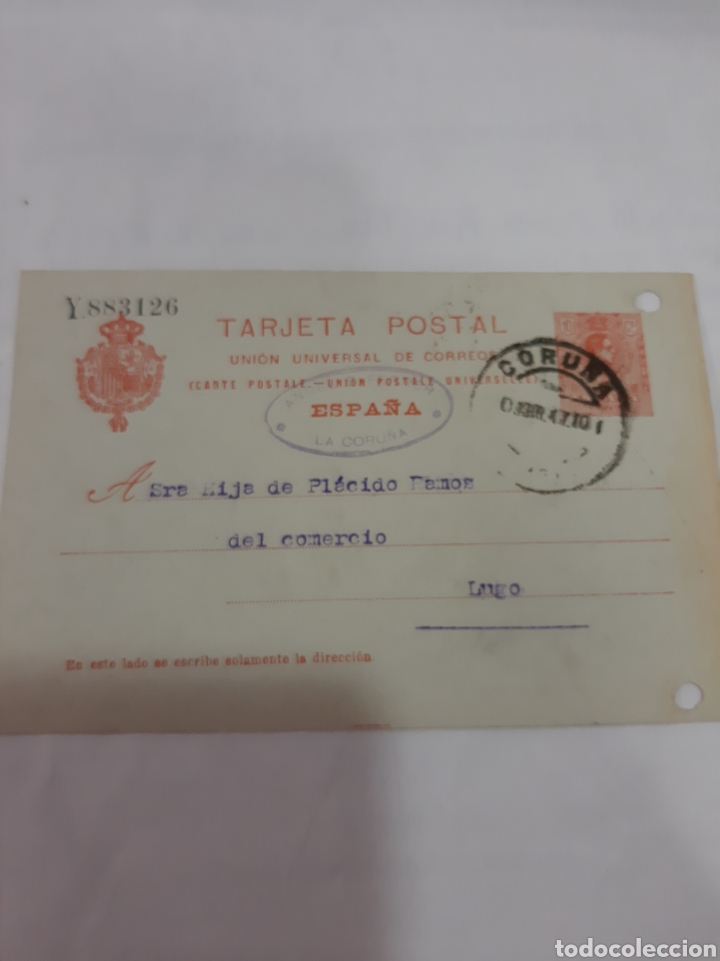 Sellos: 1917 A Coru&ntilde;a &Aacute;ngel A.Ferrer dirigido Lugo - Foto 1