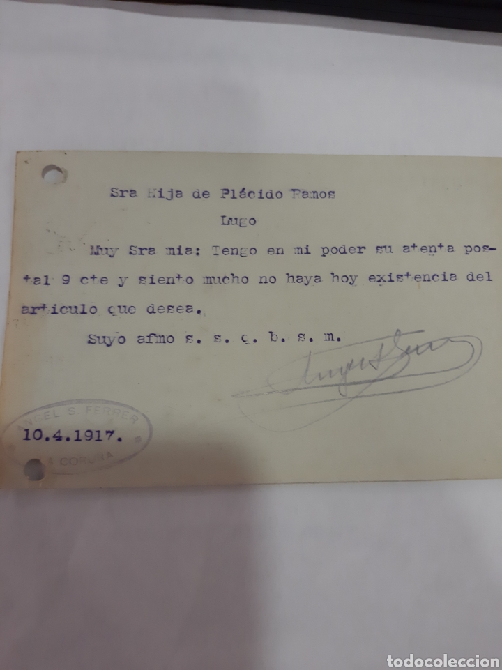 Sellos: 1917 A Coru&ntilde;a &Aacute;ngel A.Ferrer dirigido Lugo - Foto 2