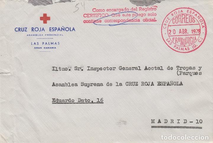 Sellos: a&ntilde;o 1978 ,CARTA CON FRANQUICIA DE LA CRUZ ROJA DE - LAS PALMAS  (CANARIAS), ASAMBLEA PROVINCIAL