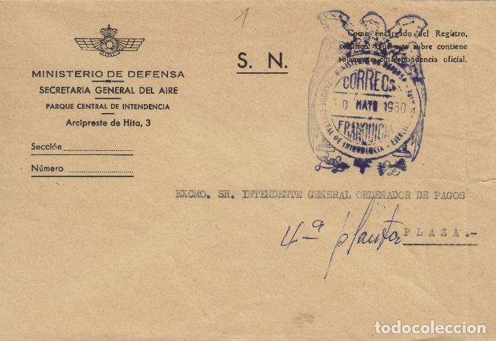 Sellos: 1980 PARQUE CENTRAL DE INTENDENCIA , EJ&Eacute;RCITO DEL AIRE -CARTA CON FRANQUICIA MILITAR