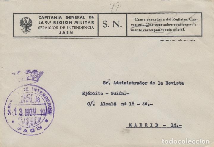 Timbres: 1976 SERVICIOS DE INTENDENCIA JA&Eacute;N  , 9 REGI&Oacute;N MILITAR -CARTA CON FRANQUICIA MILITAR