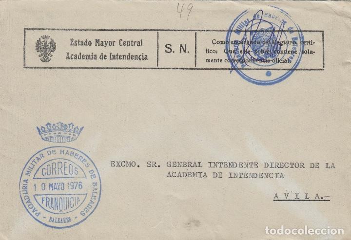 Timbres: 1976 PAGADURIA MILITAR DE HABERES DE BALEARES  -CARTA CON FRANQUICIA MILITAR
