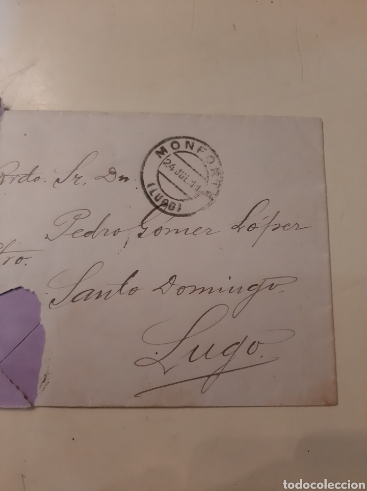 Sellos: 1911 Matasello Monforte dirigido a Lugo - Foto 1