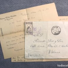 Sellos: LAS PALMAS - VALENCIA, CARTA Y SOBRE CIRCULADO EN EL INVIETNO DE 1957